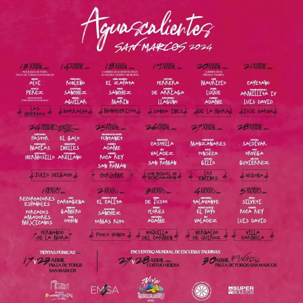 Cartel Taurino de la Feria Nacional de San Marcos 2024 Feria San Marcos